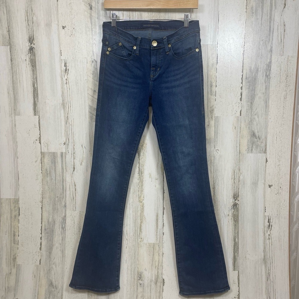 Rock & Republic Jeans Womens 6 Dark Blue Kasandra Bootcut Denim Mid Rise‎